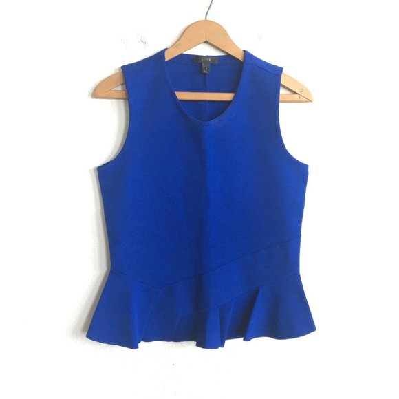 J Crew Top M Structured Flutter Hem, Royal Blue - Picture 2 of 7